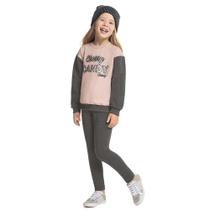 Conjunto Infantil Blusão Legging Molecotton Pelúcia Cherry Glinny
