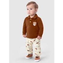 Conjunto Infantil Blusão Polo e Calça Ursinhos Menino Mundi