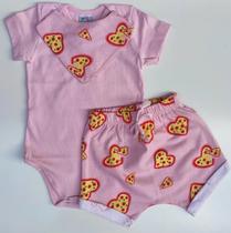 Conjunto infantil body - bandana - shorts - roupa verão-bebê