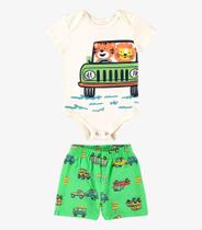 Conjunto Infantil Body Com Bermuda Rovi Kids Bege - Rovitex Kids