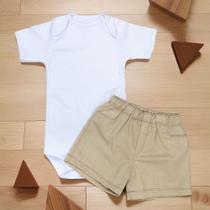 Conjunto Infantil Body E Bermuda Linho Para Meninos 12 A 24m Conjunto Infantil Body E Bermuda Linho Para Meninos 12 A 24m