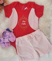 Conjunto infantil body e short verão - moda bebê feminino