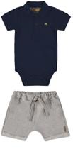 Conjunto Infantil Body Gola Polo Basico E Short Azul Marinho - Up Baby