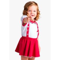 Conjunto infantil body manga curta com saia suedine dedeka ref:24286 1/3