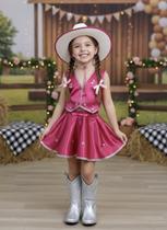 Conjunto Infantil Boiadeira Colete Saia Country Pink Festa Conjunto Infantil Boiadeira Colete Saia Country Pink Festa