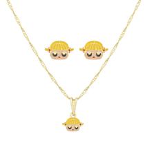 Conjunto Infantil Boneca Loira Banhado a Ouro