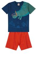 Conjunto Infantil Brandili Camiseta Dino + Bermuda Lisa Menino 25372