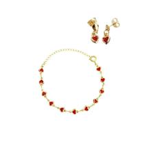 Conjunto Infantil Brinco + Coração Banhado A Ouro - Escolher Conjunto Infantil Brinco + Coração Banhado A Ouro - Escolher