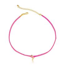 Conjunto infantil brinco e chocker camurça flamingo Conjunto infantil brinco e chocker camurça flamingo