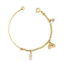 Conjunto infantil brinco e pulseira arco iris