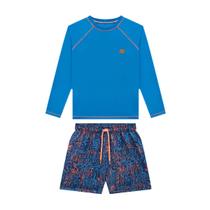 Conjunto Infantil c/ Proteção Solar UV 50+ Onda Marinha Azul
