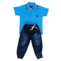 Conjunto Infantil Calça Jeans Jogger Camiseta Gola Polo Conforto e Estilo para Todas as Ocasiões