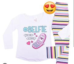 Conjunto infantil calça listrada feminina