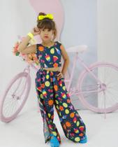 Conjunto Infantil Calça Pantalona Cropped Menina Luxo - Mimados