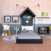 Conjunto Infantil Cama Banqueta 2 Nicho e Prateleira Bramov Móveis