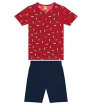 Conjunto Infantil Camisa Com Bermuda Rovi Kids Vermelho