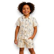 Conjunto Infantil Camisa Shorts Mauricinho Estampado Floral Roupa Social 6 8 anos Menino Kids - Port Conjunto Infantil Camisa Shorts Mauricinho Estampado Floral Roupa Social 6 8 anos Menino Kids - Port