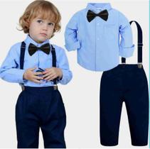 Conjunto infantil camisa social azul calça menino casamento pajem - Ranna Bebe