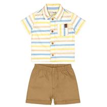 Conjunto Infantil Camisa Tricoline/Bermuda Sarja Mundi