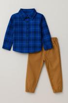 Conjunto Infantil Camisa Xadrez Calça Sarja LucBoo 82504