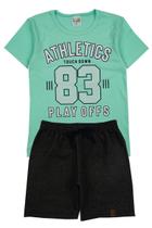 Conjunto Infantil Camiseta Atletics 83 e Bermuda de Moletinho