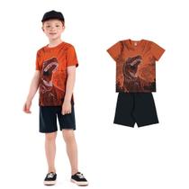 Conjunto Infantil Camiseta Bermuda Moletom T-Rex Boca Grande Conjunto Infantil Camiseta Bermuda Moletom T-Rex Boca Grande