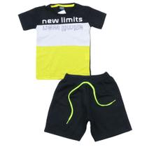 Conjunto Infantil Camiseta Bermuda Silk New Limits Neon Menino