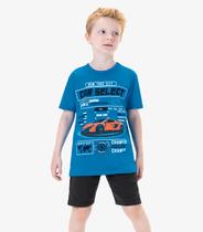 Conjunto Infantil Camiseta Com Bermuda Rovi Kids Azul