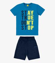 Conjunto Infantil Camiseta Com Bermuda Rovi Kids Azul