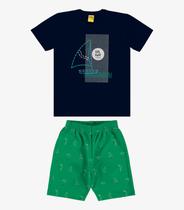 Conjunto Infantil Camiseta Com Bermuda Rovi Kids Azul