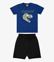 Conjunto Infantil Camiseta Com Bermuda Rovi Kids Azul