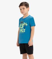 Conjunto Infantil Camiseta Com Bermuda Rovi Kids Azul