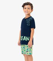 Conjunto Infantil Camiseta Com Bermuda Rovi Kids Azul