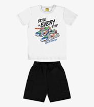 Conjunto Infantil Camiseta Com Bermuda Rovi Kids Branco