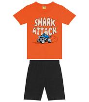 Conjunto Infantil Camiseta Com Bermuda Rovi Kids Laranja