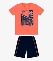 Conjunto Infantil Camiseta Com Bermuda Rovi Kids Laranja