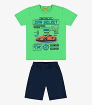 Conjunto Infantil Camiseta Com Bermuda Rovi Kids Verde