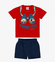 Conjunto Infantil Camiseta Com Bermuda Rovi Kids Vermelho