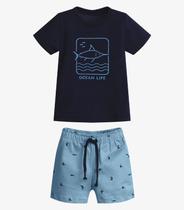 Conjunto Infantil Camiseta Com Bermuda Trick Nick Azul Conjunto Infantil Camiseta Com Bermuda Trick Nick Azul