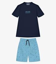 Conjunto Infantil Camiseta Com Bermuda Trick Nick Azul Conjunto Infantil Camiseta Com Bermuda Trick Nick Azul