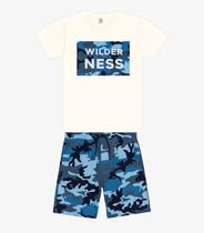 Conjunto Infantil Camiseta Com Bermuda Trick Nick Bege