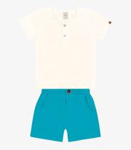 Conjunto Infantil Camiseta Com Bermuda Trick Nick Bege