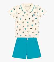 Conjunto Infantil Camiseta Com Bermuda Trick Nick Bege