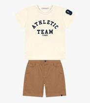 Conjunto Infantil Camiseta Com Bermuda Trick Nick Bege Conjunto Infantil Camiseta Com Bermuda Trick Nick Bege