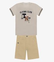 Conjunto Infantil Camiseta Com Bermuda Trick Nick Bege Conjunto Infantil Camiseta Com Bermuda Trick Nick Bege