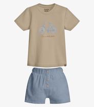 Conjunto Infantil Camiseta Com Bermuda Trick Nick Bege Conjunto Infantil Camiseta Com Bermuda Trick Nick Bege