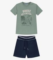 Conjunto Infantil Camiseta Com Bermuda Trick Nick Verde Conjunto Infantil Camiseta Com Bermuda Trick Nick Verde