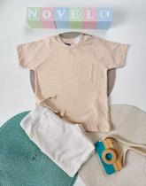 Conjunto Infantil Camiseta e Bermuda Tmx Cor:BegeTamanho:3