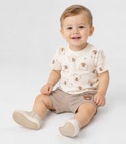 Conjunto Infantil Camiseta e Bermuda Trick Nick Bege
