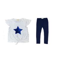 Conjunto Infantil Camiseta e Calça Estrela Paetê